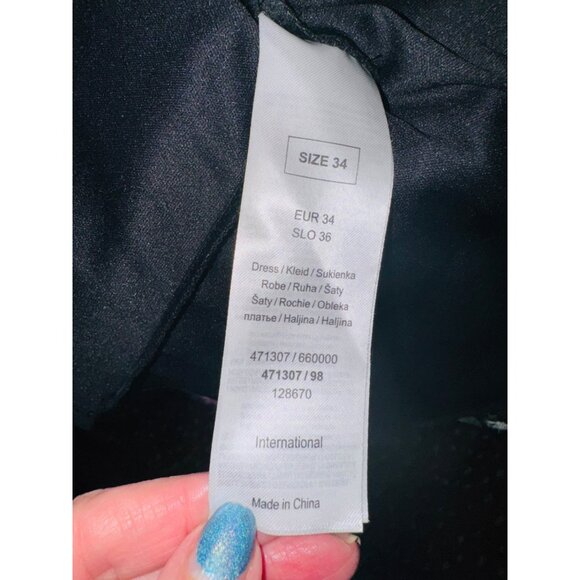 Orsay XS Floral Embroidered Semi Sheer Sleeveless Lined Black Dress Boho - Picture 9 of 15